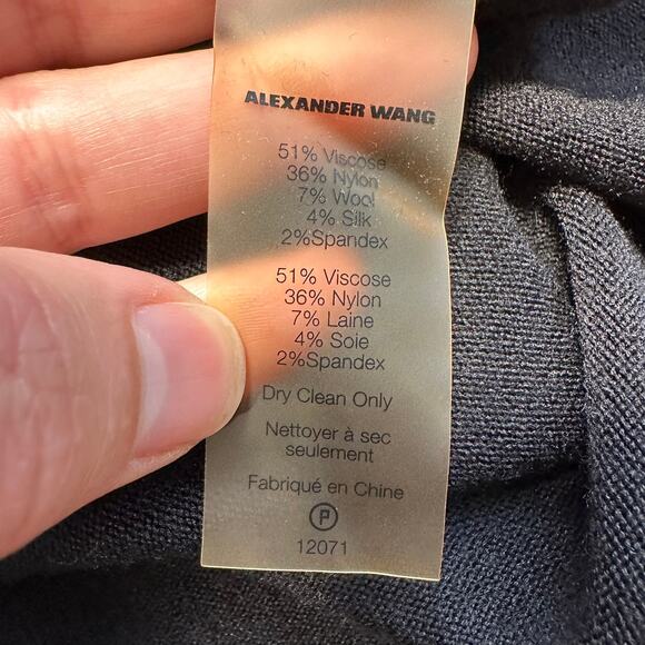 T Alexander Wang Stripe Color Block Sweater Dress Long Sleeve Knit Black Cream M - Picture 9 of 12